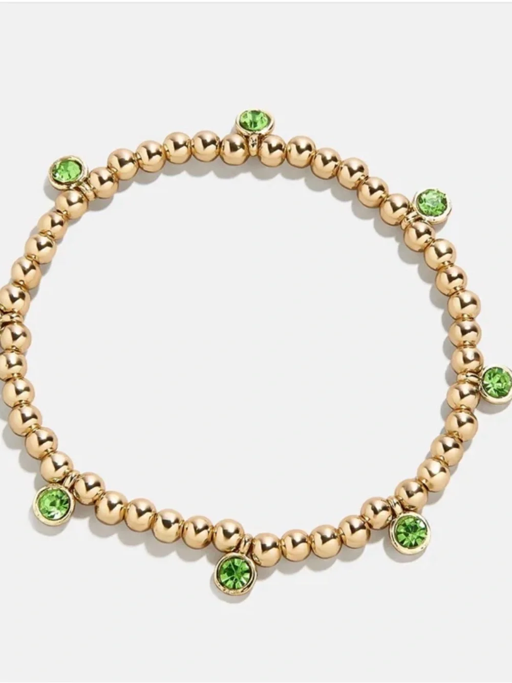BaubleBar Gold and Peridot stretchy Bracelet New